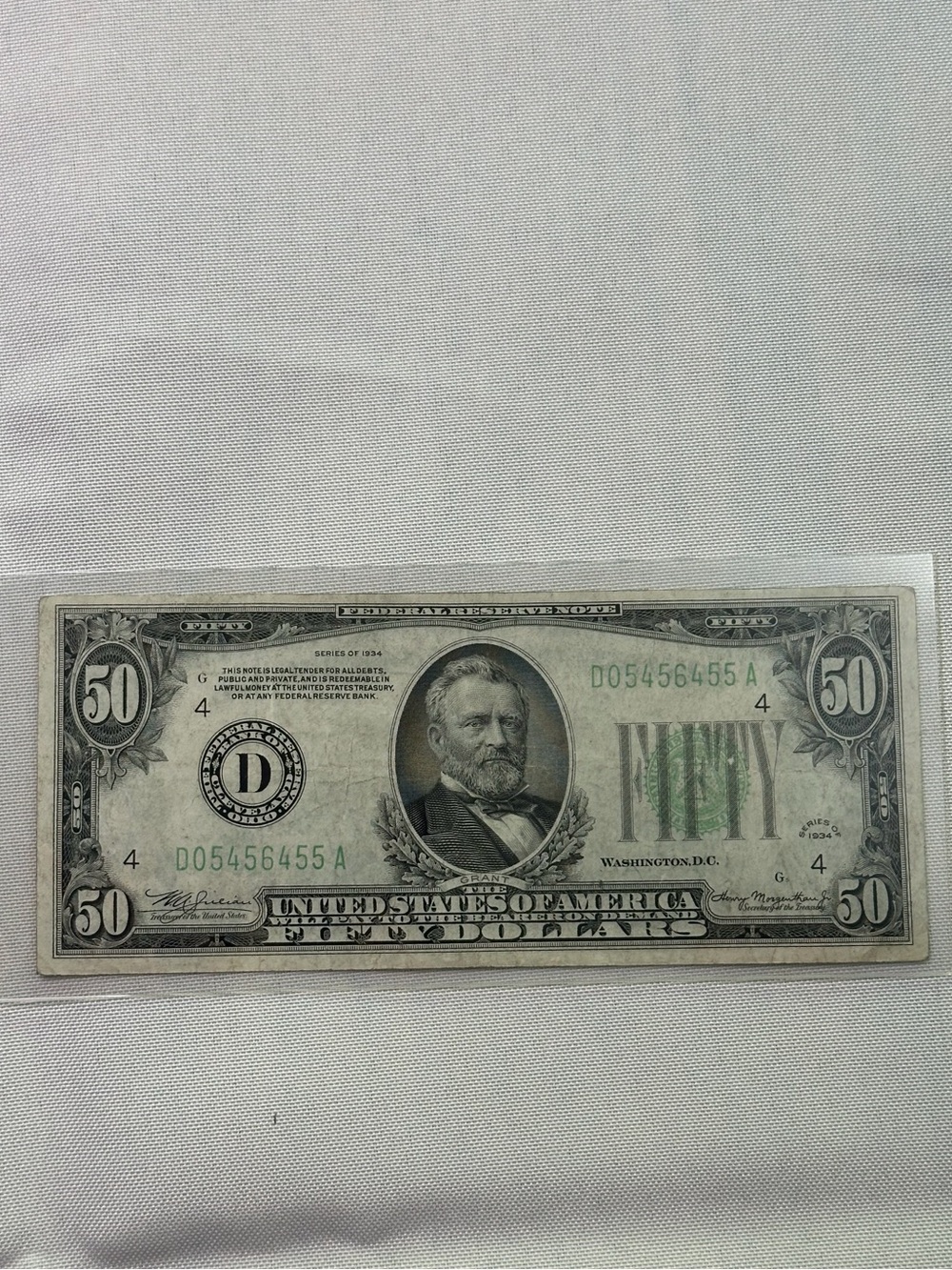 1934 $50 Federal Reserve Note Cleveland District Vintage U.S. Currency